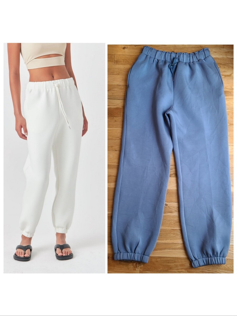 Grey Lab Loungewear Pants Scuba Joggers | Size Medium | Cozy Blue Minimalist